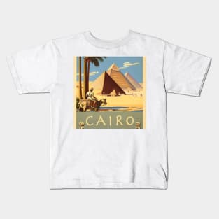 Cairo Egypt Pyramids Vintage Travel Poster Kids T-Shirt